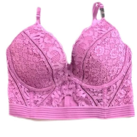 Victorias Secret Very Sexy Lined Plunge longline Mini Bustier Bra 32C 32DD lilac - Picture 1 of 6